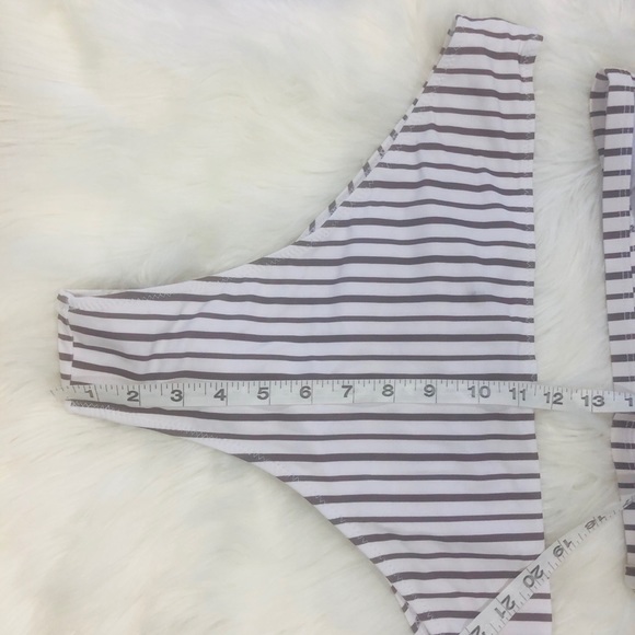 Zaful Brown Striped High Rise Bikini Size XXL - Picture 9 of 9